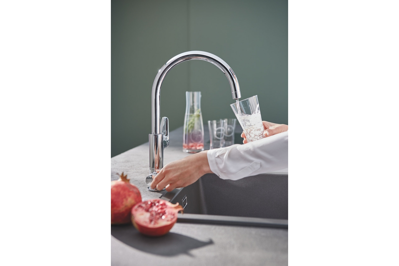 Смеситель для кухонной мойки GROHE Blue Pure BauCurve с функцией фильтрации, с фильтром в комплекте, хром (30385000)