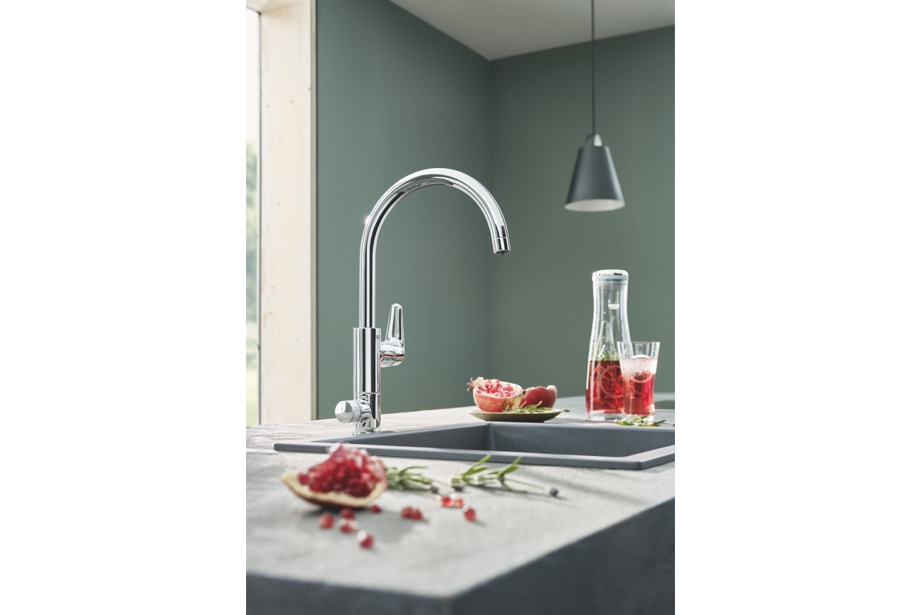 Смеситель для кухонной мойки GROHE Blue Pure BauCurve с функцией фильтрации, с фильтром в комплекте, хром (30385000)
