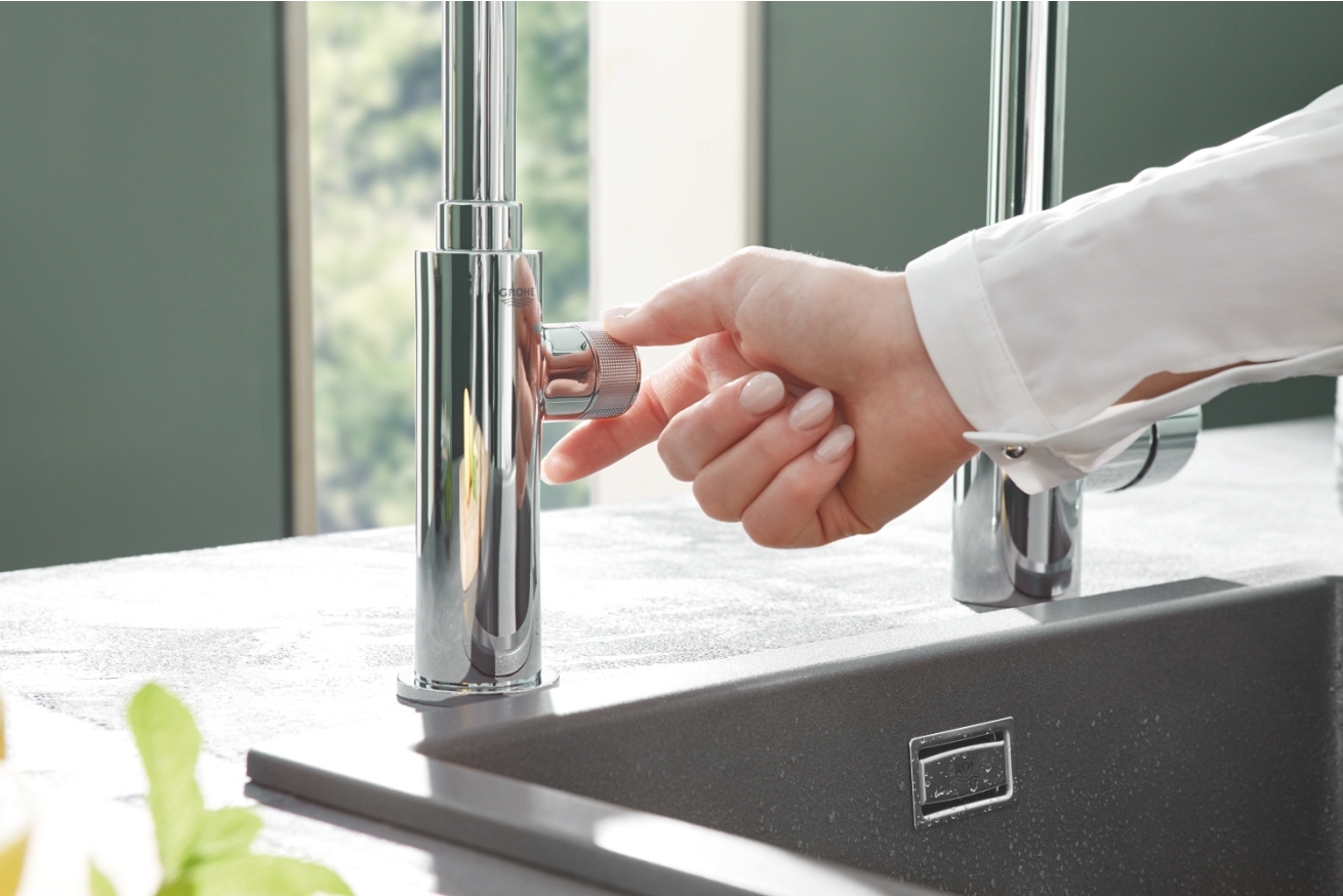Кран для кухонной мойки GROHE Blue Pure Mono с функцией фильтрации, с фильтром в комплекте, хром (30387000)