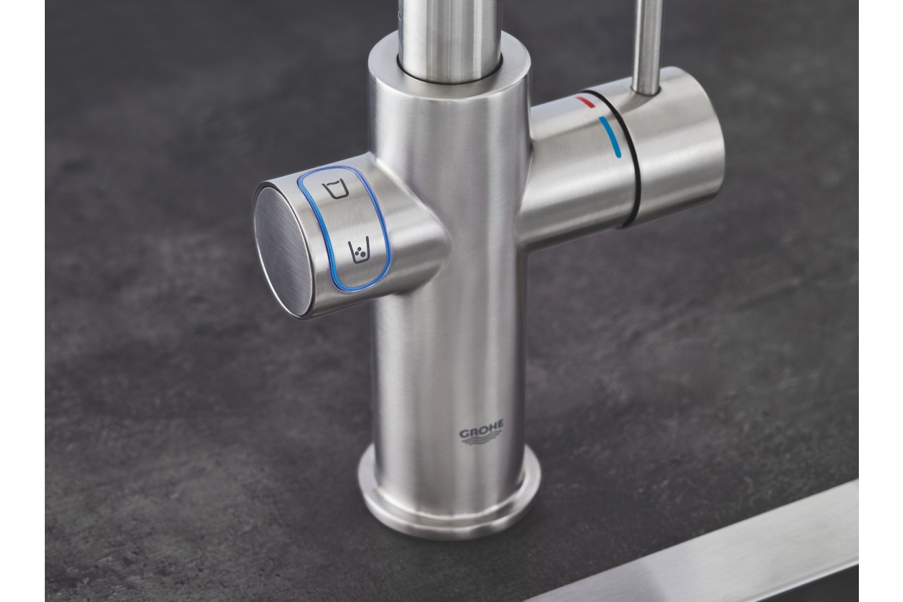 Смеситель для кухни GROHE Blue Home с системой фильтрации, охлаждения и газирования воды, суперсталь (31455DC1)