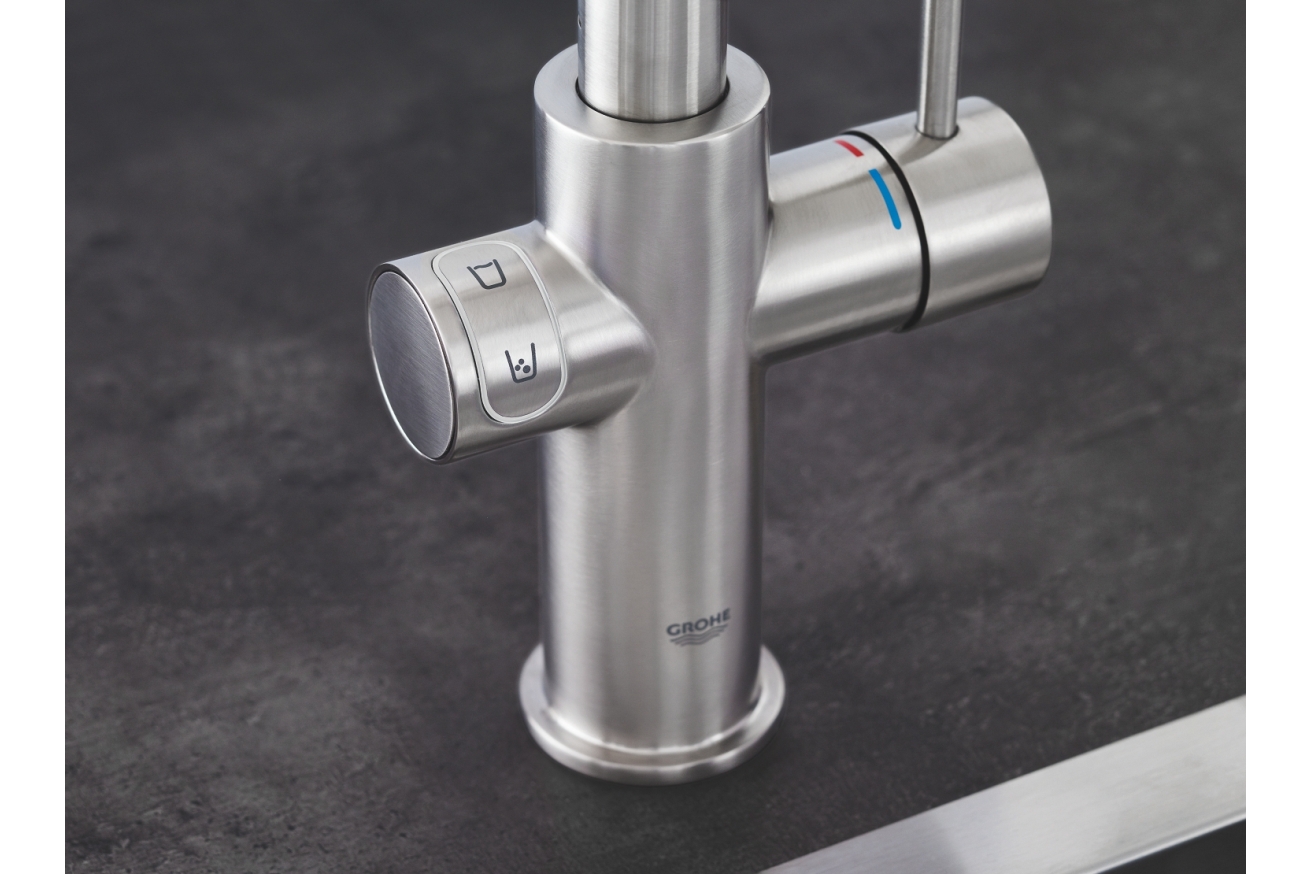 Смеситель для кухни GROHE Blue Home с системой фильтрации, охлаждения и газирования воды, суперсталь (31455DC1)