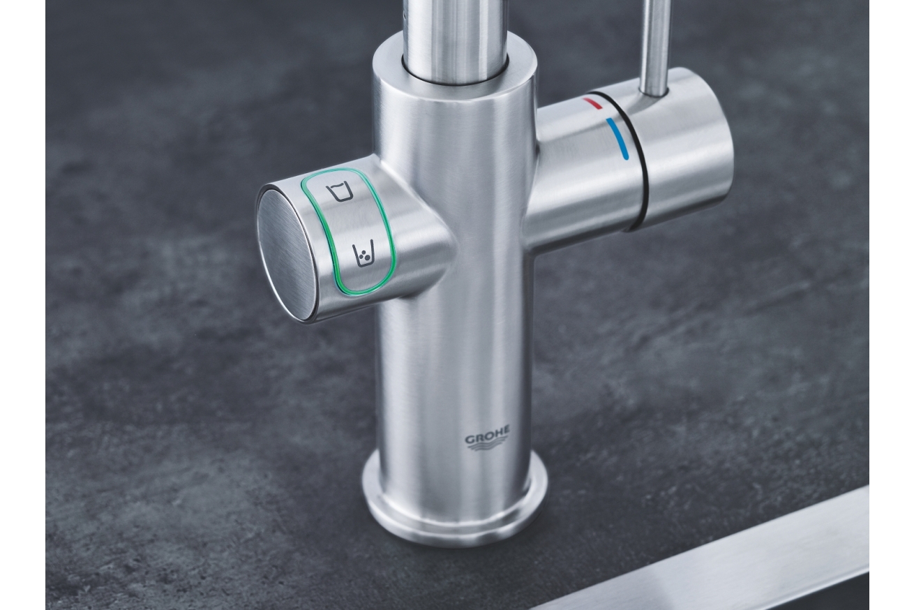 Смеситель для кухни GROHE Blue Home с системой фильтрации, охлаждения и газирования воды, суперсталь (31455DC1)