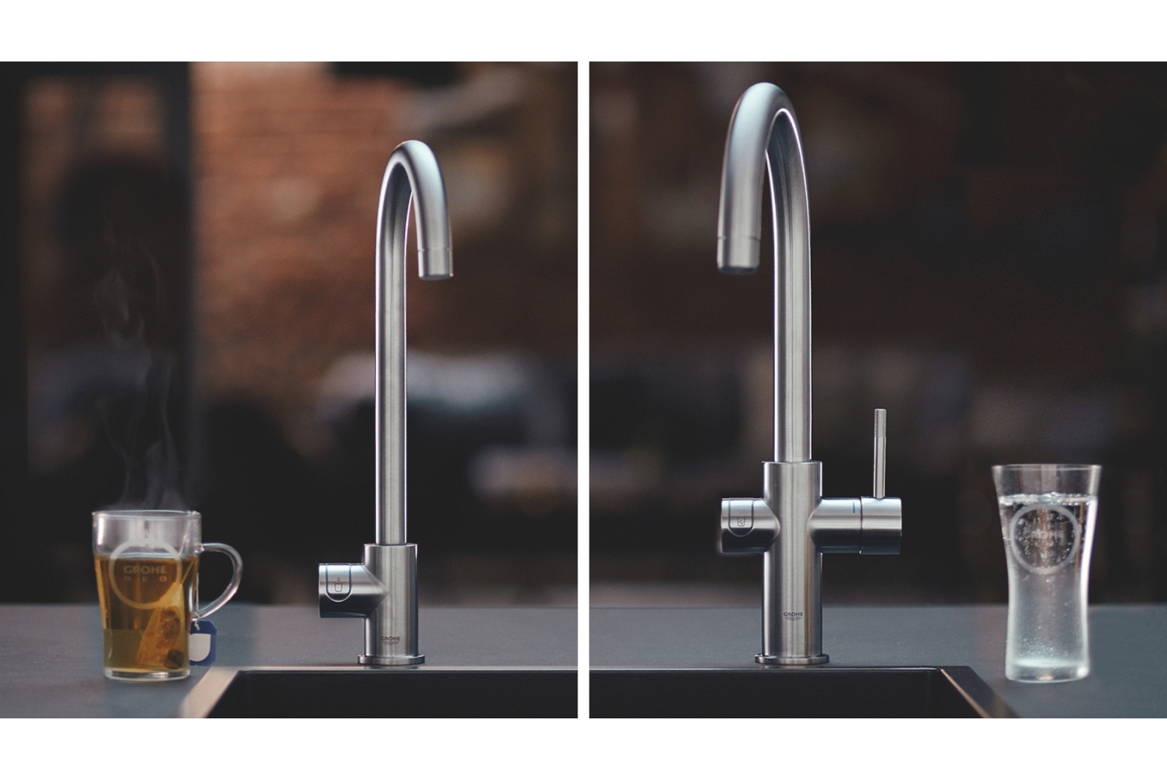 Смеситель для кухни GROHE Blue Home с системой фильтрации, охлаждения и газирования воды, суперсталь (31455DC1)