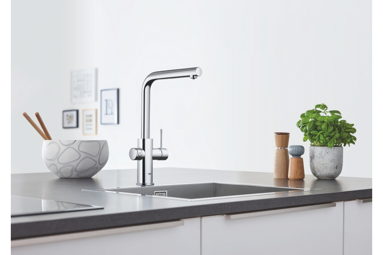 Смеситель для кухни GROHE Blue Home с системой фильтрации, охлаждения и газирования воды, Wi-Fi, хром (31539000)