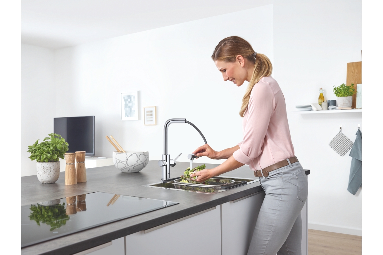 Смеситель для кухни GROHE Blue Home с системой фильтрации, охлаждения и газирования воды, Wi-Fi, хром (31539000)