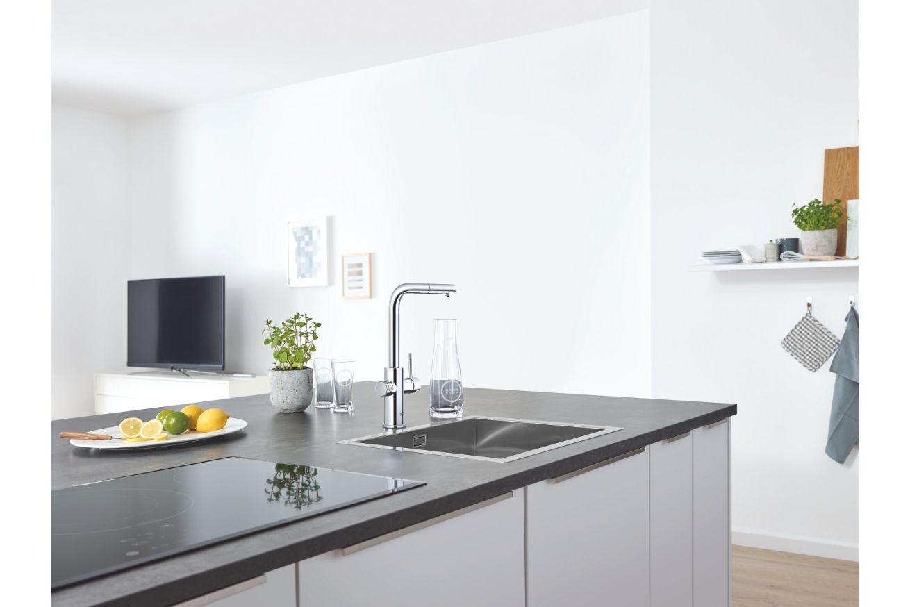 Смеситель для кухни GROHE Blue Home с системой фильтрации, охлаждения и газирования воды, Wi-Fi, хром (31539000)