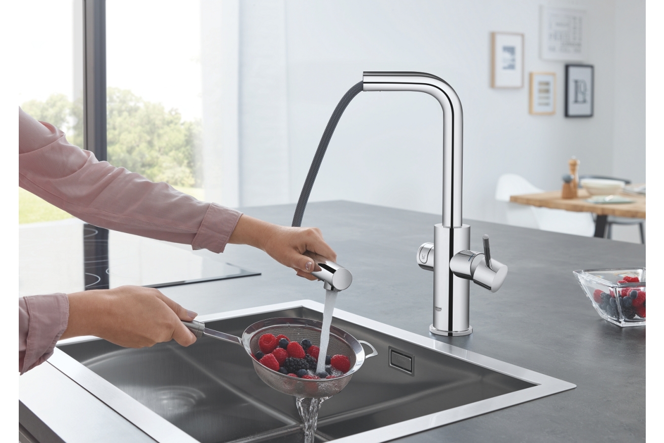 Смеситель для кухни GROHE Blue Home с системой фильтрации, охлаждения и газирования воды, Wi-Fi, хром (31539000)