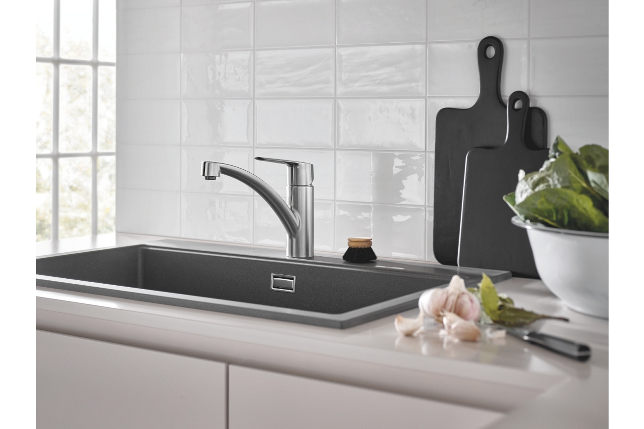 Смеситель для кухни GROHE Start с низким изливом, суперсталь (32441DC2)