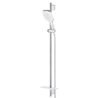 Душевой гарнитур GROHE Rainshower SmartActive 130 Cube с мыльницей, 3 режима струи, душевая штанга 900 мм, 12 л/мин, белая луна (26586LS0)