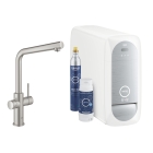 Смеситель для кухни GROHE Blue Home с системой фильтрации, охлаждения и газирования воды, Wi-Fi, суперсталь (31454DC1)