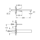 Внешняя часть смесителя для раковины GROHE Eurocube Joy на 2 отверстия, хром (19998000)