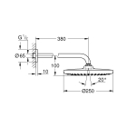 Верхний душ GROHE Tempesta 250, 9,5 л/мин, 1 режим, 380 мм, хром (26663000)