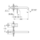 Внешняя часть смесителя для раковины GROHE Essence на 2 отверстия, L-Size, хром (19967001)