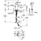 Смеситель для раковины GROHE Eurosmart Cosmopolitan с гигиеническим душем, S-size, хром (23950000)
