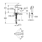 Смеситель для раковины GROHE Eurostyle Cosmopolitan с гигиеническим душем, S-size, хром (23953003)
