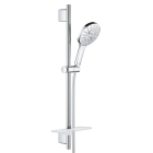 Душевой гарнитур GROHE RainShower SmartActive 130 с мыльницей, 3 режима струи, душевая штанга 600 мм, 9,5 л/мин, хром (26575000)
