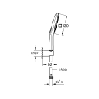 Душевой набор GROHE Rainshower SmartActive 130 Cube, 3 режима, 1500 мм, 9,5 л/мин, белая луна (26589LS0)