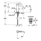 Смеситель для раковины GROHE Essence с донным клапаном, S-size, хром (23797001)