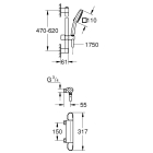 Термостат для душа GROHE Grohtherm 1000 с душевым гарнитуром, хром (34819005)