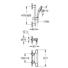 Термостат для душа GROHE Grohtherm 1000 с душевым гарнитуром, хром (34820005)
