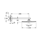 Верхний душ GROHE Rainshower Allure 230 с кронштейном, 9,5 л/мин, 1 режим, 286 мм, хром (26064000)
