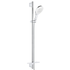 Душевой гарнитур GROHE Rainshower SmartActive 150 с мыльницей, 3 режима струи, душевая штанга 900 мм, 9,5 л/мин, белая луна (26594LS0)