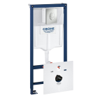 Комплект инсталляции для унитаза, GROHE Rapid SL 4 в 1 с панелью смыва Skate Air, хром (38750001)