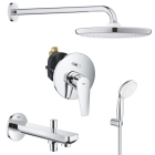 Готовый комплект для ванны GROHE скрытого монтажа, с ручным и верхним душем, хром (127256)