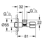 Угловой вентиль 1/2" GROHE, теплый закат глянец (22041DA0)