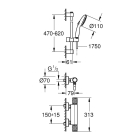 Термостат для душа GROHE Grohtherm 1000 Performance с душевым гарнитуром, хром (34834001)