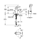 Смеситель для раковины GROHE Eurosmart Cosmopolitan с цепочкой и гигиеническим душем, S-Size, хром (23125000)