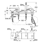 Смеситель для ванны GROHE Eurocube на 4 отверстия, на край ванны, темный графит матовый (19897AL1)