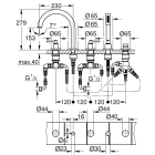 Смеситель для ванны GROHE Atrio двухвентильный, на 5 отверстий, на край ванны, теплый закат глянец (19922DA3)