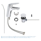 Смеситель для раковины GROHE Eurostyle с донным клапаном, хром (23707003)