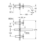 Внешняя часть смесителя для раковины GROHE Atrio настенного монтажа на 3 отверстия, двухвентильный, теплый закат глянец (20164DA3)