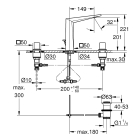 Смеситель для раковины GROHE Allure Brilliant на 3 отверстия, с донным клапаном, M-Size, хром (20627000)