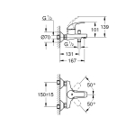 Смеситель для ванны GROHE Start Curve, настенный монтаж, хром (23768000/U) (УЦЕНКА - Царапины на корпусе)
