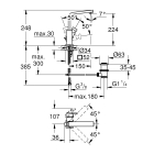 Смеситель для раковины GROHE Eurocube с донным клапаном и высоким изливом, суперсталь (23135DC0)