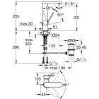 Смеситель для раковины GROHE Plus с донным клапаном, L-Size, темный графит матовый (23851AL3)