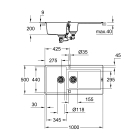 Мойка GROHE K500 с 1,5 чашей, 1000 x 500 мм, серый гранит (31646AT0)