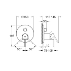 Внешняя часть смесителя для ванны GROHE Plus с переключателем на 3 положения, суперсталь (24093DC3)