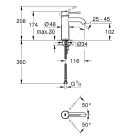 Смеситель для раковины GROHE Essence без донного клапана, S-Size, фантомный черный (24172KF1)