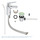 Смеситель для раковины GROHE Eurosmart Cosmopolitan с донным клапаном, низкий излив, хром (32825000)
