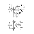 Комплект смесителей GROHE Eurosmart с душевым гарнитуром, хром (124446)