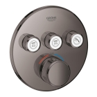 Внешняя часть термостата для ванны и душа GROHE Grohtherm SmartControl на 3 потребителя, круглая, темный графит глянец (29121A00)
