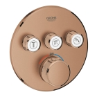 Внешняя часть термостата для ванны и душа GROHE Grohtherm SmartControl на 3 потребителя, круглая, теплый закат матовый (29121DL0)