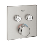 Внешняя часть термостата для ванны и душа GROHE Grohtherm SmartControl на 2 потребителя, квадратная, суперсталь (29124DC0)