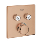 Внешняя часть термостата для ванны и душа GROHE Grohtherm SmartControl на 2 потребителя, квадратная, теплый закат матовый (29124DL0)