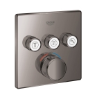 Внешняя часть термостата для ванны и душа GROHE Grohtherm SmartControl на 3 потребителя, квадратная, темный графит глянец (29126A00)