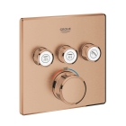 Внешняя часть термостата для ванны и душа GROHE Grohtherm SmartControl на 3 потребителя, квадратная, теплый закат матовый (29126DL0)
